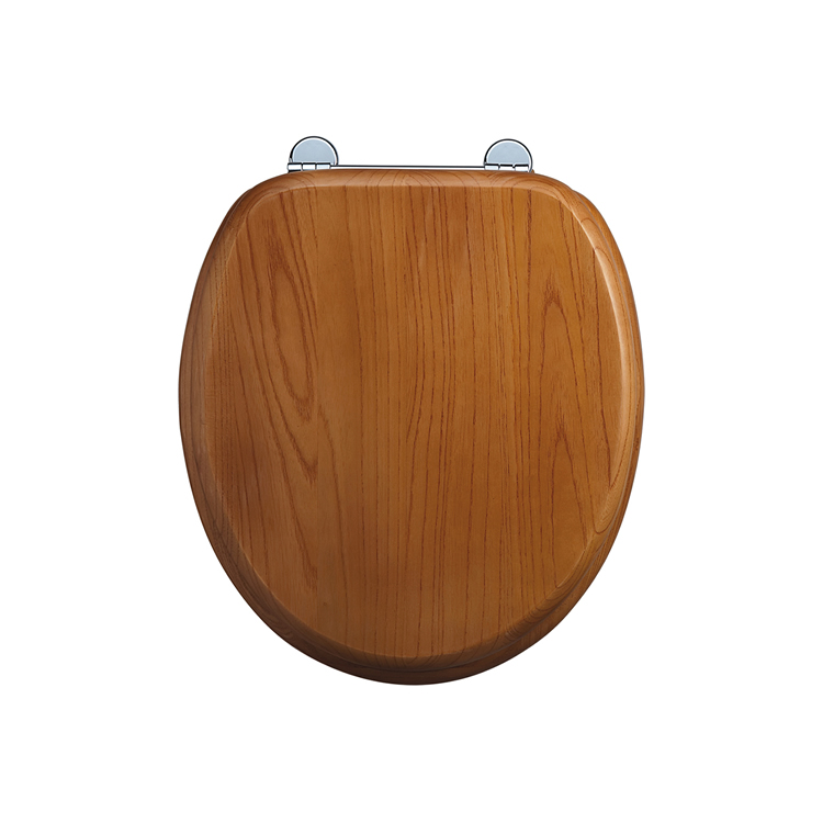 Wooden standard oak toilet seat with handles